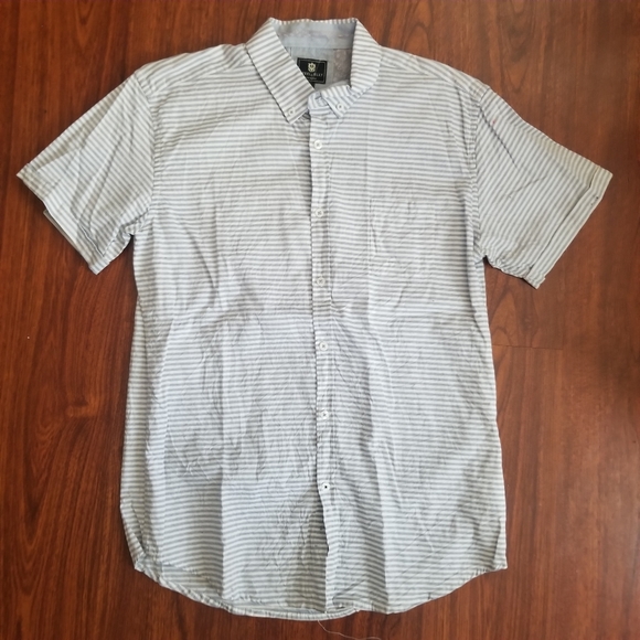 Stripe White Blue Gray Button Down Collar Shirt - Picture 1 of 5